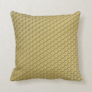 Almofada Teste padrão de onda Dourado do art deco