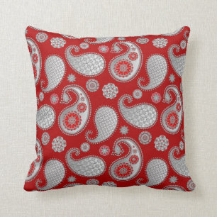 Almofada Teste padrão de Paisley, cinza de prata/cinza em