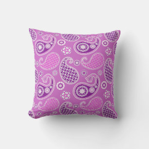 Almofada Teste padrão de Paisley, Lilac e roxo Amethyst