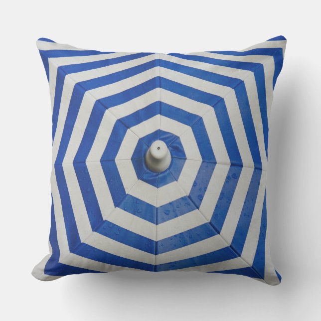 Almofada Teste padrão de ziguezague azul e branco (Frente)