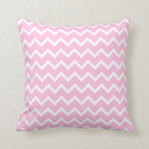 Almofada Teste padrão de ziguezague rosa pálido e branco