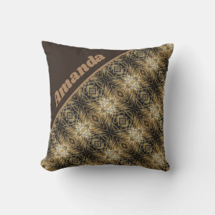 Almofada Teste padrão diagonal abstrato escuro Dourado das