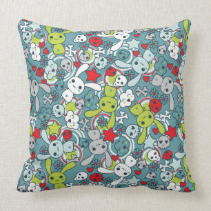 Almofada teste padrão do azul do kawaii