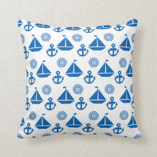 Almofada Teste padrão do barco de vela dos desenhos