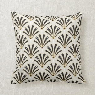 Almofada Teste padrão do fã do art deco no creme 2