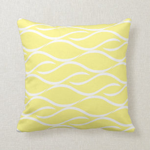 Almofada Teste padrão do redemoinho do branco e do amarelo
