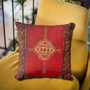 Almofada Teste padrão do tapete persa - vermelho oriental