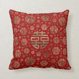 Almofada Teste padrão dobro do símbolo da felicidade - ouro