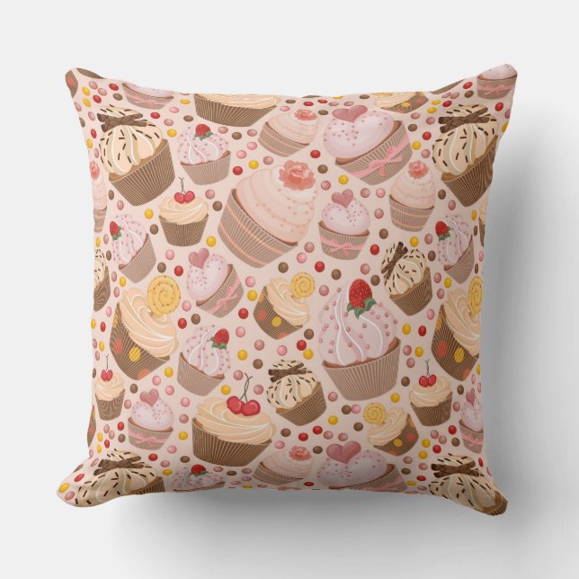 Almofada Teste padrão dos cupcakes comemorativos (Frente)
