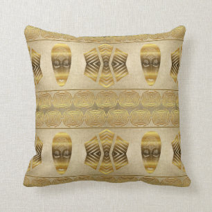 Almofada Teste padrão dourado africano étnico