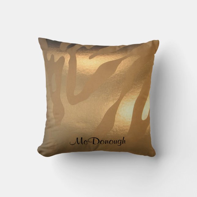 Almofada Teste padrão Dourado da listra da zebra (Frente)