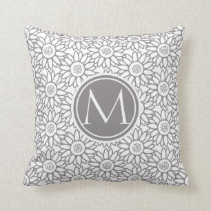 Almofada Teste padrão elegante do girassol Monogrammed