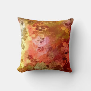 Almofada Teste padrão floral 4 do vintage do grunge da art