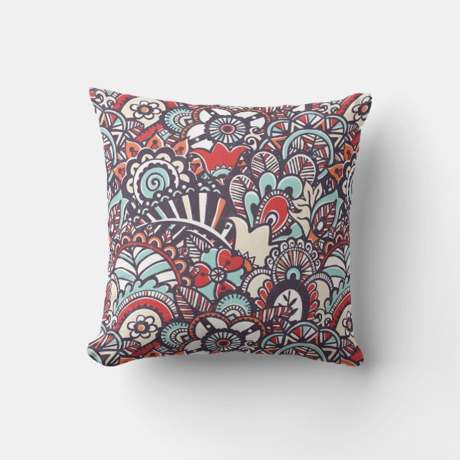 Almofada Teste padrão floral do Doodle de Paisley (Frente)