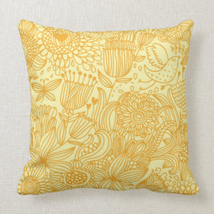 Almofada Teste padrão floral do verão em cores mornas