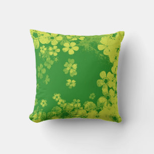Almofada Teste padrão floral do vintage do verde limão