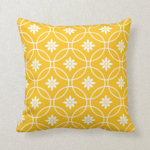 Almofada Teste padrão floral geométrico amarelo