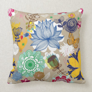 Almofada Teste padrão floral no estilo retro 3