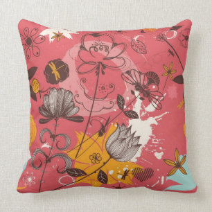 Almofada Teste padrão floral retro