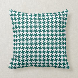 Almofada Teste padrão Forest Green de Houndstooth e branco