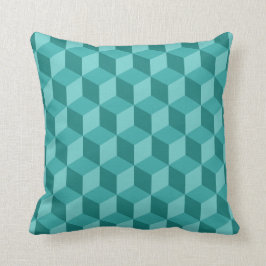 Almofada teste padrão geométrico azul do cubo 3D