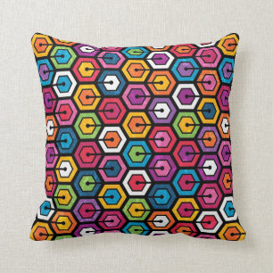 Almofada Teste padrão geométrico colorido com hexágonos