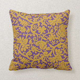 Almofada Teste padrão indiano rico azul e Dourado de