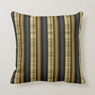 Almofada Teste padrão listrado Dourado e preto