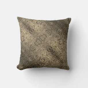 Almofada Teste padrão marrom rústico do couro do país