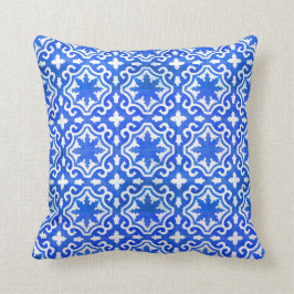 Almofada Teste padrão marroquino do azulejo do azul de