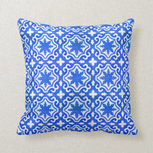 Almofada Teste padrão marroquino do azulejo do azul de