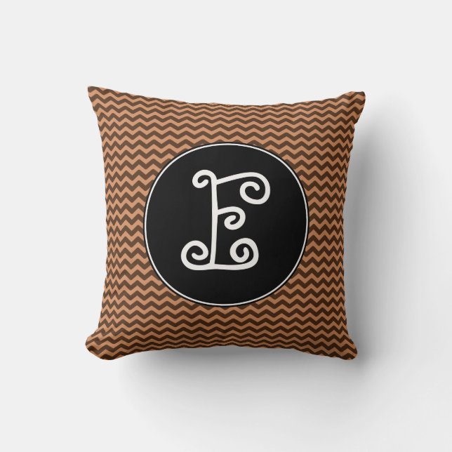 Almofada Teste padrão ondulado marrom & escuro da luz (Frente)