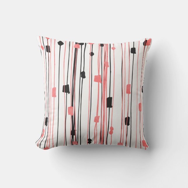 Almofada Teste padrão preto coral tirado mão do abstrato da (Frente)