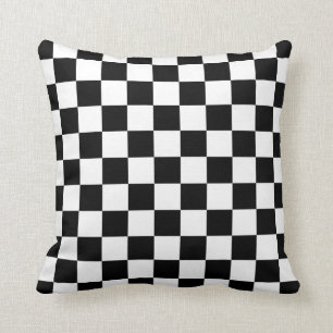 Almofada Teste padrão preto e branco do tabuleiro de damas