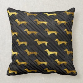 Almofada Teste padrão preto e Dourado do Dachshund