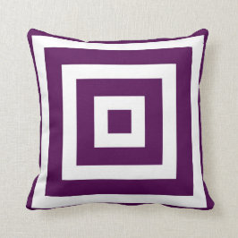 Almofada Teste padrão quadrado moderno na ameixa e no