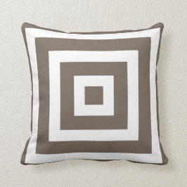 Almofada Teste padrão quadrado moderno no Taupe e no branco
