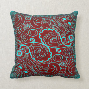 Almofada Teste padrão retro de Paisley do marrom e da