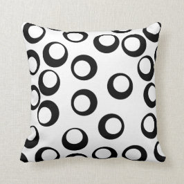 Almofada Teste padrão retro preto e branco dos círculos