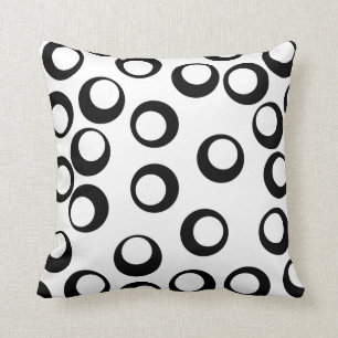 Almofada Teste padrão retro preto e branco dos círculos