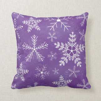 Almofada Teste padrão roxo e branco do floco de neve