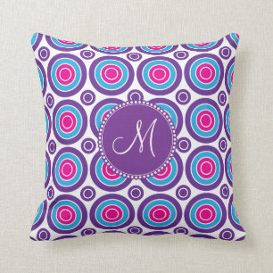 Almofada Teste padrão roxo personalizado do círculo do ro
