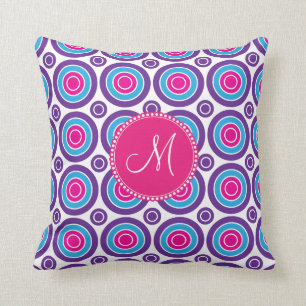 Almofada Teste padrão roxo personalizado do círculo do ro