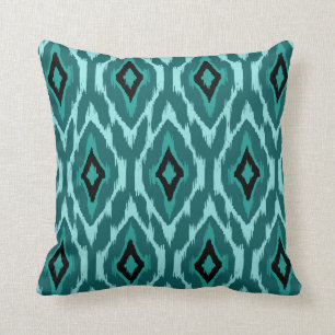 Almofada Teste padrão tribal 1a de Ikat da cerceta moderna