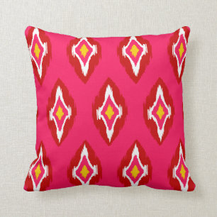 Almofada Teste padrão tribal amarelo rosa vermelha quente