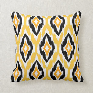 Almofada Teste padrão tribal branco 1a de Ikat do preto