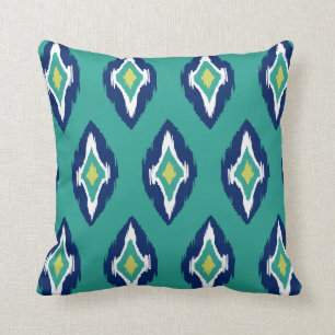 Almofada Teste padrão tribal branco 1b de Ikat do marinho