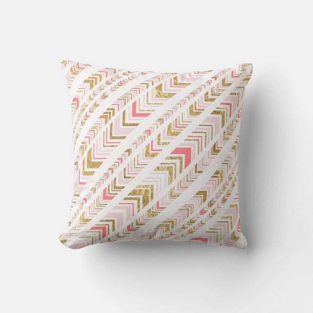 Almofada Teste padrão tribal cor-de-rosa & Dourado chique à (Frente)