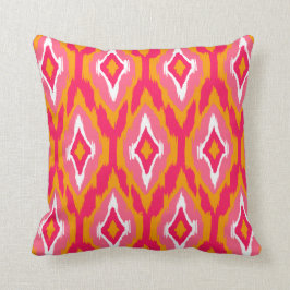 Almofada Teste padrão tribal fúcsia 1a de Ikat do rosa