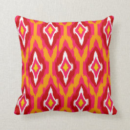 Almofada Teste padrão tribal vermelho 1a de Ikat da abóbora